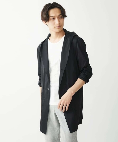 MK MICHEL KLEIN HOMME （エムケーミッシェルクランオム）の「【在庫限り/洗える】AIRY DOTS-2フーディメッシュコーディガン（カーディガン/ボレロ・メンズ・チャコールグレー/ブラック・46/48）」の11枚目の写真