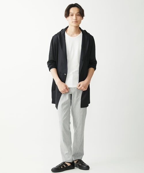 MK MICHEL KLEIN HOMME （エムケーミッシェルクランオム）の「【在庫限り/洗える】AIRY DOTS-2フーディメッシュコーディガン（カーディガン/ボレロ・メンズ・チャコールグレー/ブラック・46/48）」の10枚目の写真