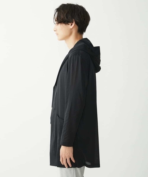 MK MICHEL KLEIN HOMME （エムケーミッシェルクランオム）の「【在庫限り/洗える】AIRY DOTS-2フーディメッシュコーディガン（カーディガン/ボレロ・メンズ・チャコールグレー/ブラック・46/48）」の9枚目の写真