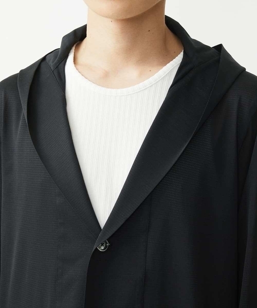MK MICHEL KLEIN HOMME （エムケーミッシェルクランオム）の「【在庫限り/洗える】AIRY DOTS-2フーディメッシュコーディガン（カーディガン/ボレロ・メンズ・チャコールグレー/ブラック・46/48）」の7枚目の写真