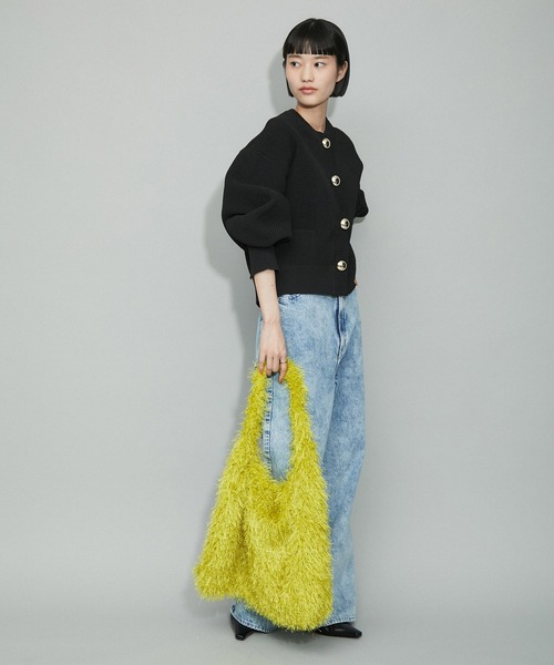 ADAM ET ROPE'（アダムエロペ）の「【サステナブル】フリンジファーワンハンドルバッグ（ハンドバッグ・レディース・ミント/ベージュ/ブラック・FREE）」の9枚目の写真