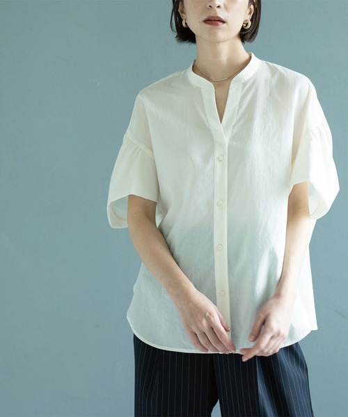 OPAQUE.CLIP（オペークドットクリップ）の「◆スキッパードルマンブラウス【洗濯機洗い可】（シャツ/ブラウス・レディース・ホワイト/ブラック/グリーン系・40/38/42）」の7枚目の写真