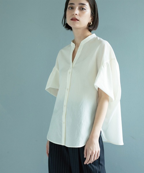 OPAQUE.CLIP（オペークドットクリップ）の「◆スキッパードルマンブラウス【洗濯機洗い可】（シャツ/ブラウス・レディース・ホワイト/ブラック/グリーン系・40/38/42）」の8枚目の写真