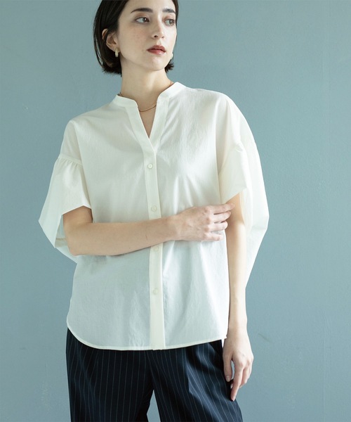 OPAQUE.CLIP（オペークドットクリップ）の「◆スキッパードルマンブラウス【洗濯機洗い可】（シャツ/ブラウス・レディース・ホワイト/ブラック/グリーン系・40/38/42）」の9枚目の写真