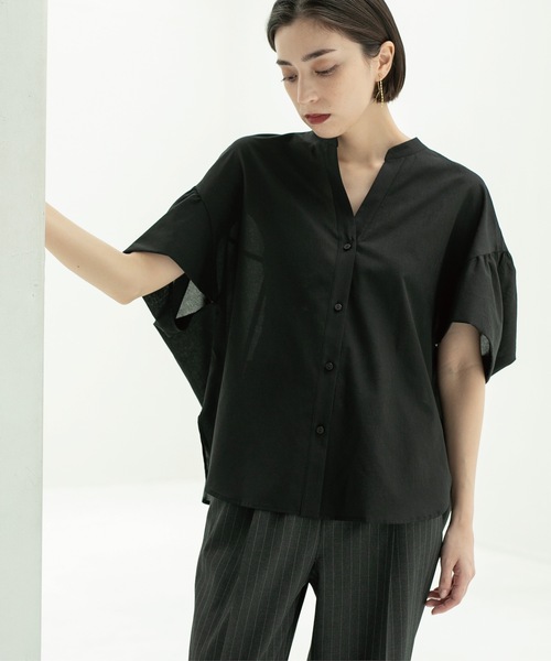 OPAQUE.CLIP（オペークドットクリップ）の「◆スキッパードルマンブラウス【洗濯機洗い可】（シャツ/ブラウス・レディース・ホワイト/ブラック/グリーン系・40/38/42）」の14枚目の写真