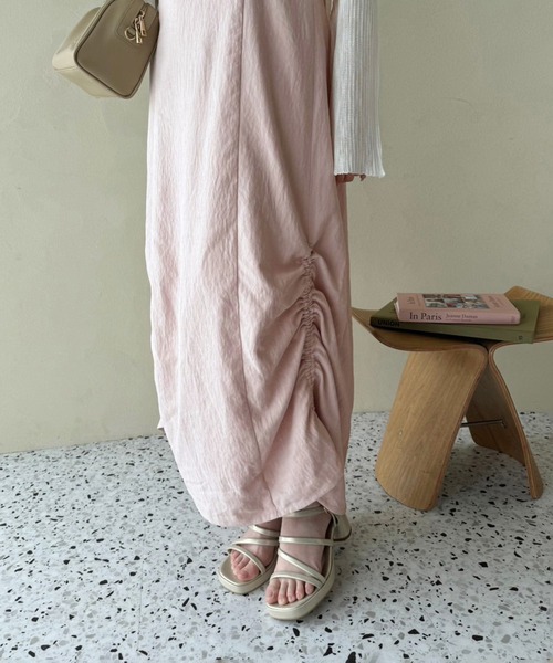 one after another NICE CLAUP（ワンアフターアナザーナイスクラップ）の「裾ドロストキャミワンピース【S/Mサイズ展開】（ワンピース・レディース・ブラック/ホワイト系その他/ピンク/ブラウン系その他・SMALL/MEDIUM）」の8枚目の写真