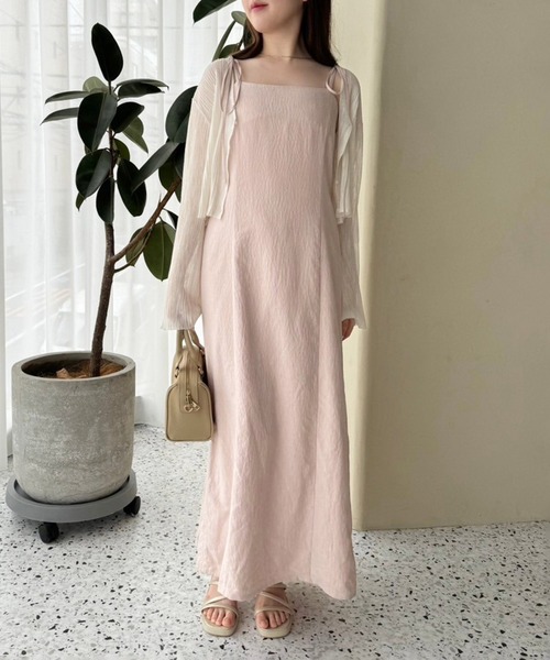 one after another NICE CLAUP（ワンアフターアナザーナイスクラップ）の「裾ドロストキャミワンピース【S/Mサイズ展開】（ワンピース・レディース・ブラック/ホワイト系その他/ピンク/ブラウン系その他・SMALL/MEDIUM）」の9枚目の写真