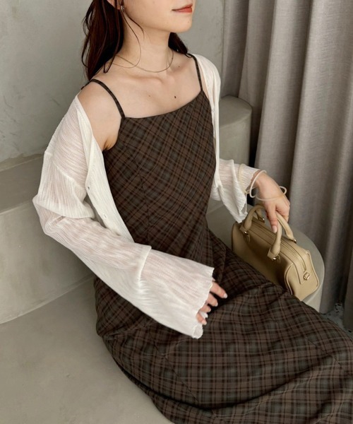 one after another NICE CLAUP（ワンアフターアナザーナイスクラップ）の「裾ドロストキャミワンピース【S/Mサイズ展開】（ワンピース・レディース・ブラック/ホワイト系その他/ピンク/ブラウン系その他・SMALL/MEDIUM）」の15枚目の写真