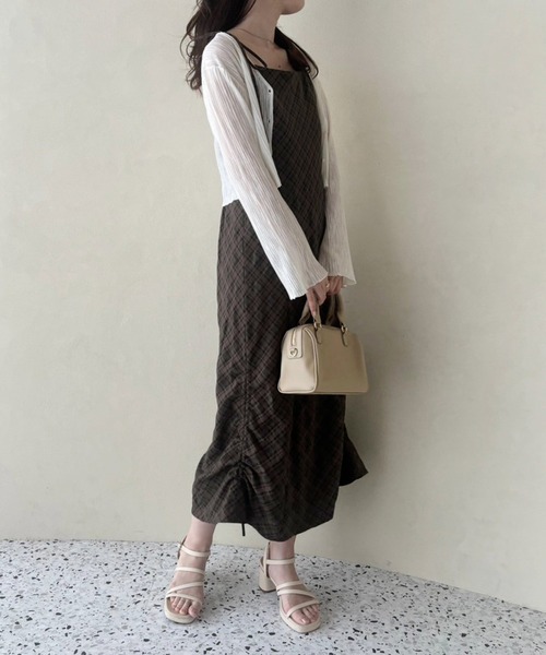 one after another NICE CLAUP（ワンアフターアナザーナイスクラップ）の「裾ドロストキャミワンピース【S/Mサイズ展開】（ワンピース・レディース・ブラック/ホワイト系その他/ピンク/ブラウン系その他・SMALL/MEDIUM）」の12枚目の写真