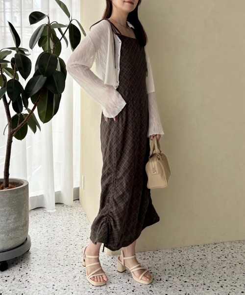 one after another NICE CLAUP（ワンアフターアナザーナイスクラップ）の「裾ドロストキャミワンピース【S/Mサイズ展開】（ワンピース・レディース・ブラック/ホワイト系その他/ピンク/ブラウン系その他・SMALL/MEDIUM）」の13枚目の写真