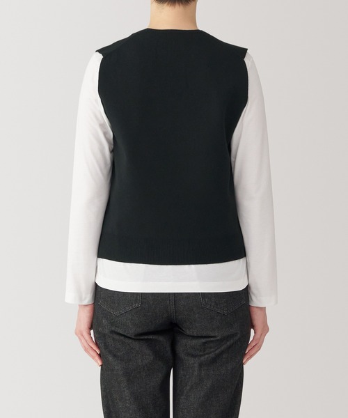 無印良品（ムジルシリョウヒン）の「婦人　洗えるミラノリブ編みベスト（ベスト・レディース・ダークグレー/ブラック/サックスブルー/ブラウン系・S/M/L/XL）」の7枚目の写真