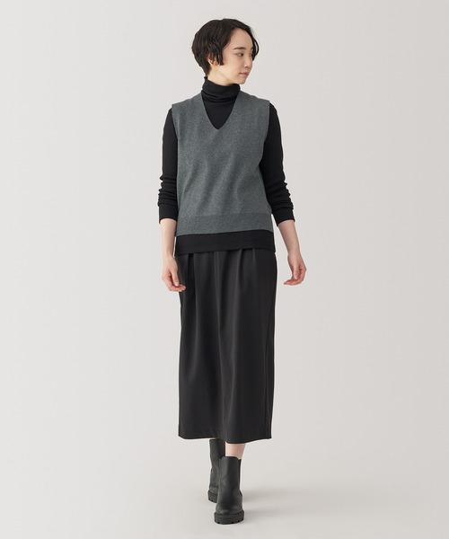 無印良品（ムジルシリョウヒン）の「婦人　洗えるミラノリブ編みベスト（ベスト・レディース・ダークグレー/ブラック/サックスブルー/ブラウン系・S/M/L/XL）」の12枚目の写真