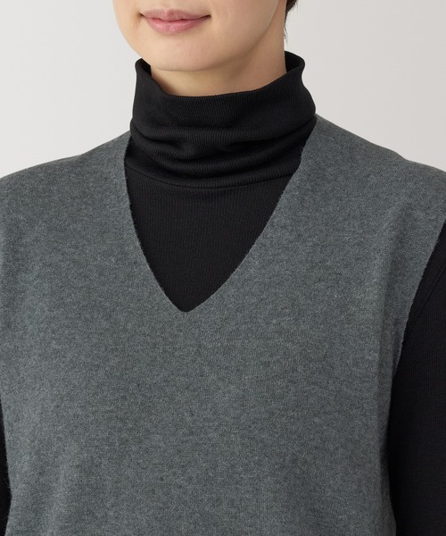 無印良品（ムジルシリョウヒン）の「婦人　洗えるミラノリブ編みベスト（ベスト・レディース・ダークグレー/ブラック/サックスブルー/ブラウン系・S/M/L/XL）」の15枚目の写真