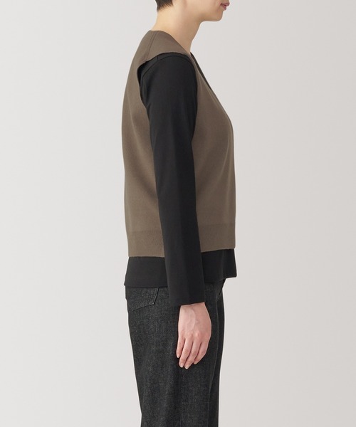 無印良品（ムジルシリョウヒン）の「婦人　洗えるミラノリブ編みベスト（ベスト・レディース・ダークグレー/ブラック/サックスブルー/ブラウン系・S/M/L/XL）」の20枚目の写真