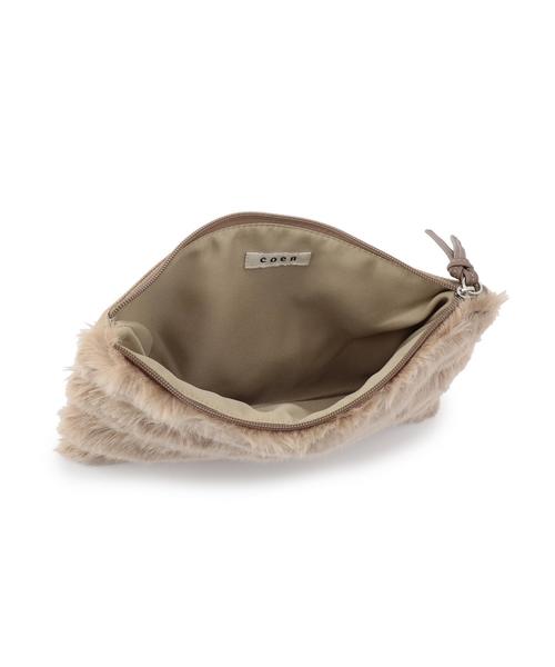 coen（コーエン）の「フェイクファーボアクラッチバッグ（クラッチバッグ・レディース・ベージュ/ネイビー・フリー）」の7枚目の写真