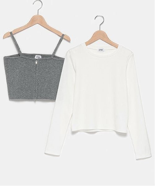 LOVETOXIC（ラブトキシック）の「【LTXC】インナーつきニットZIPビスチェ（ベスト・キッズ・ブラック/トップグレー・S/M/L）」の3枚目の写真