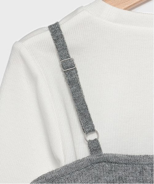 LOVETOXIC（ラブトキシック）の「【LTXC】インナーつきニットZIPビスチェ（ベスト・キッズ・ブラック/トップグレー・S/M/L）」の7枚目の写真