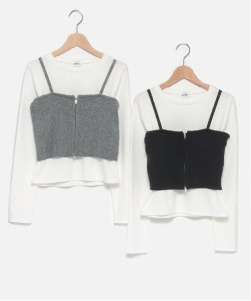 LOVETOXIC（ラブトキシック）の「【LTXC】インナーつきニットZIPビスチェ（ベスト・キッズ・ブラック/トップグレー・S/M/L）」の12枚目の写真