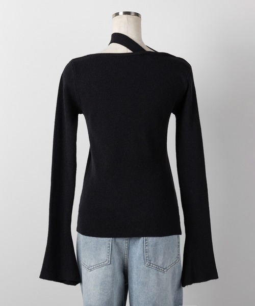 セール】【 2color 】チョーカーリブニットトップス ／choker