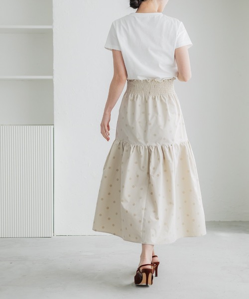coca（coca）（コカ）の「ドット柄フロッキーティアードスカート（スカート・レディース・ブラック/ネイビー/アイボリー・SHORT/LONG）」の11枚目の写真