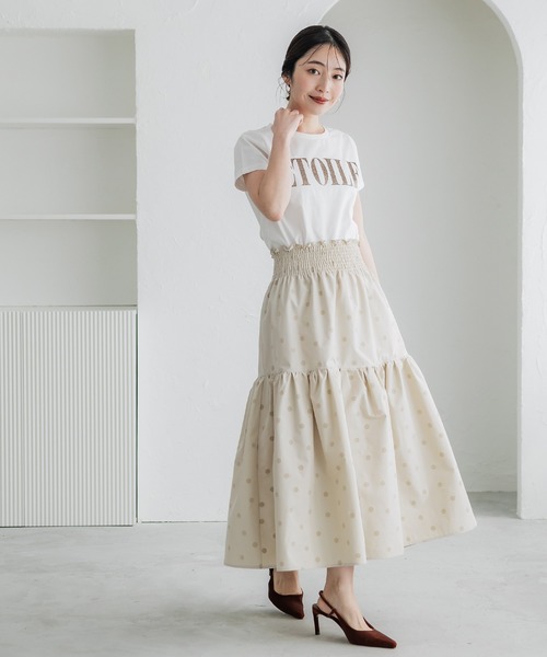 coca（coca）（コカ）の「ドット柄フロッキーティアードスカート（スカート・レディース・ブラック/ネイビー/アイボリー・SHORT/LONG）」の20枚目の写真