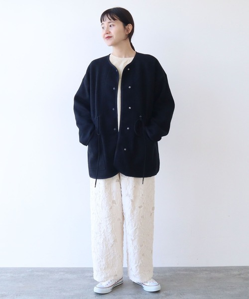 yuni（ユニ ）の「花カットジャカードワイドパンツ（その他