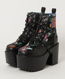 YOSUKE ヨースケ新品未使用　花柄刺繍 厚底ロングブーツ 厚底ロングブーツ （ブラック） -YOSUKE U・S・A 公式