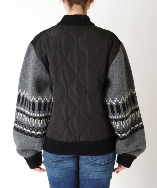 blanc basque（ブランバスク）の「袖ジャガード×キルティングブルゾン（ブルゾン・レディース・ブラック・38）」の6枚目の写真