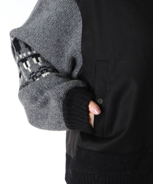 blanc basque（ブランバスク）の「袖ジャガード×キルティングブルゾン（ブルゾン・レディース・ブラック・38）」の9枚目の写真