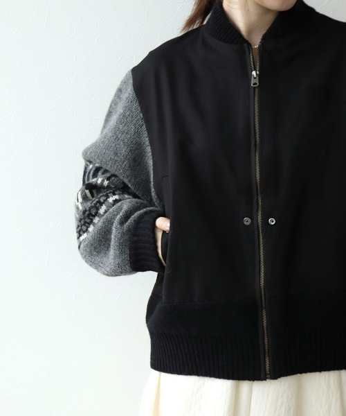 blanc basque（ブランバスク）の「袖ジャガード×キルティングブルゾン（ブルゾン・レディース・ブラック・38）」の20枚目の写真