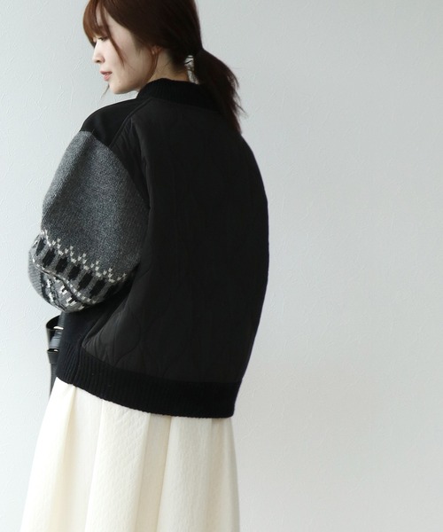 blanc basque（ブランバスク）の「袖ジャガード×キルティングブルゾン（ブルゾン・レディース・ブラック・38）」の21枚目の写真