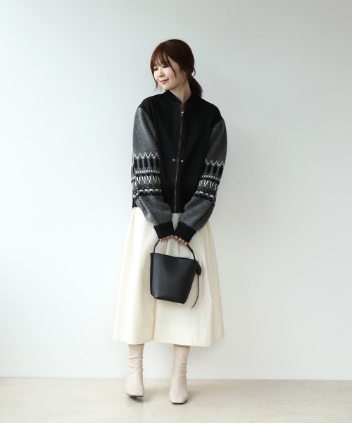 blanc basque（ブランバスク）の「袖ジャガード×キルティングブルゾン（ブルゾン・レディース・ブラック・38）」の15枚目の写真