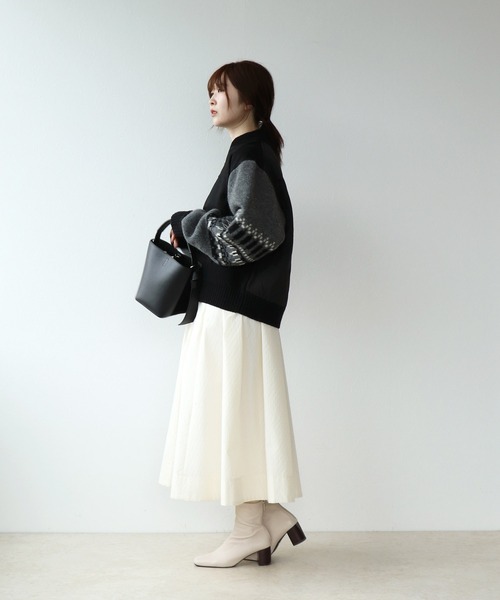 blanc basque（ブランバスク）の「袖ジャガード×キルティングブルゾン（ブルゾン・レディース・ブラック・38）」の17枚目の写真