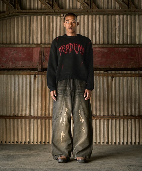 ANDER HUNK（アンダーハンク）の「Damege Short Knit/ダメージショートニット（ニット/セーター・メンズ・ブラック/グレー・LARGE/MEDIUM）」の3枚目の写真