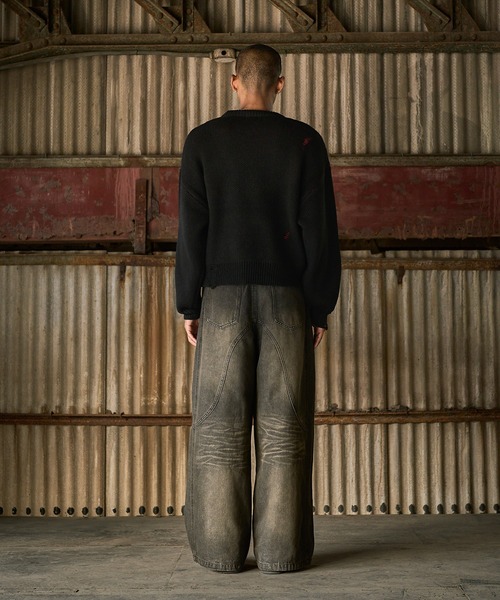 ANDER HUNK（アンダーハンク）の「Damege Short Knit/ダメージショートニット（ニット/セーター・メンズ・ブラック/グレー・LARGE/MEDIUM）」の6枚目の写真