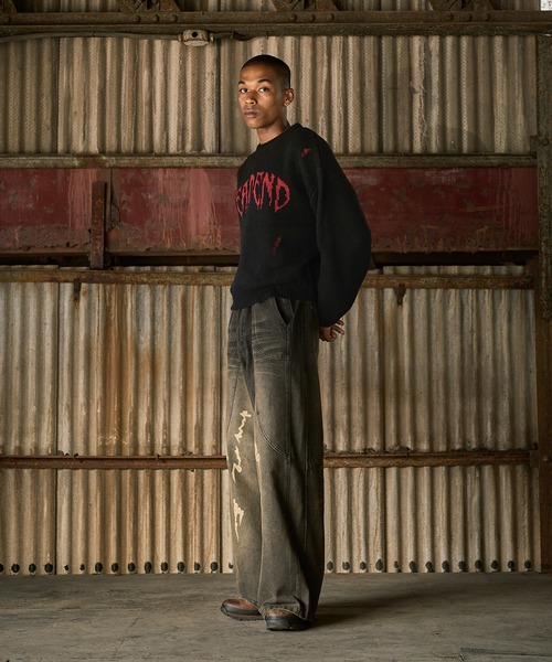 ANDER HUNK（アンダーハンク）の「Damege Short Knit/ダメージショートニット（ニット/セーター・メンズ・ブラック/グレー・LARGE/MEDIUM）」の4枚目の写真