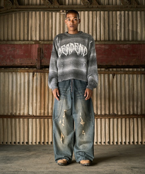 ANDER HUNK（アンダーハンク）の「Damege Short Knit/ダメージショートニット（ニット/セーター・メンズ・ブラック/グレー・LARGE/MEDIUM）」の11枚目の写真