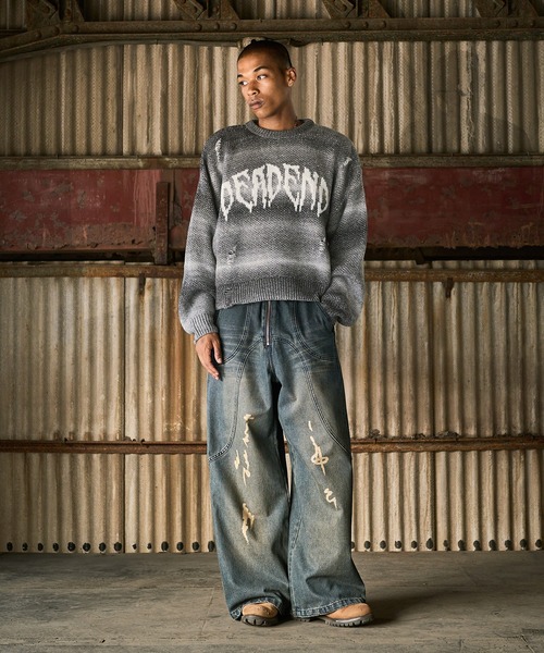 ANDER HUNK（アンダーハンク）の「Damege Short Knit/ダメージショートニット（ニット/セーター・メンズ・ブラック/グレー・LARGE/MEDIUM）」の12枚目の写真