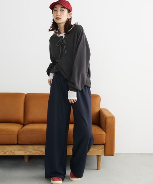 Auntie Rosa Holiday（アンティローザホリデー）の「レースアップスウェット / 前後2WAY（スウェット・レディース・ナチュラル/チャコールグレー・FREE）」の18枚目の写真