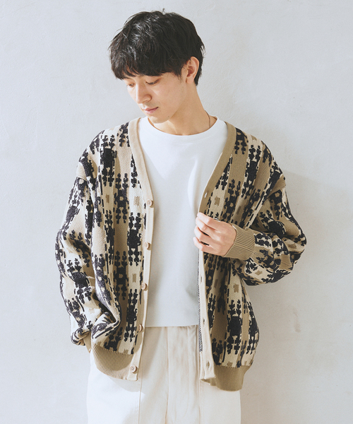 JOURNAL STANDARD relume(ジャーナルスタンダード レリューム)の「CALIFORNIA エアリーモール ジャガードカーディガン(カーディガン/ボレロ・メンズ・チャコールグレー/ブラック/ブラウン/ネイビー/ベージュ・MEDIUM/LARGE)」の16枚目の写真