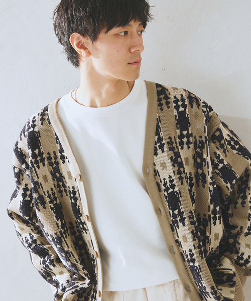 JOURNAL STANDARD relume(ジャーナルスタンダード レリューム)の「CALIFORNIA エアリーモール ジャガードカーディガン(カーディガン/ボレロ・メンズ・チャコールグレー/ブラック/ブラウン/ネイビー/ベージュ・MEDIUM/LARGE)」の18枚目の写真