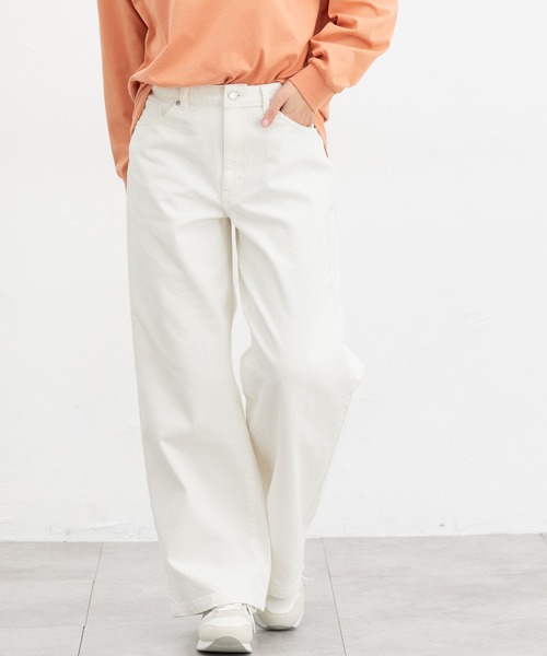 Honeys(ハニーズ)の「デニムワイドパンツ(股下73cm)(デニムパンツ・レディース・ライトブルー/ブルー/ライトインディゴブルー/オフホワイト/グレー/ブルー系その他/ブラック・S/M/L/LL)」の2枚目の写真