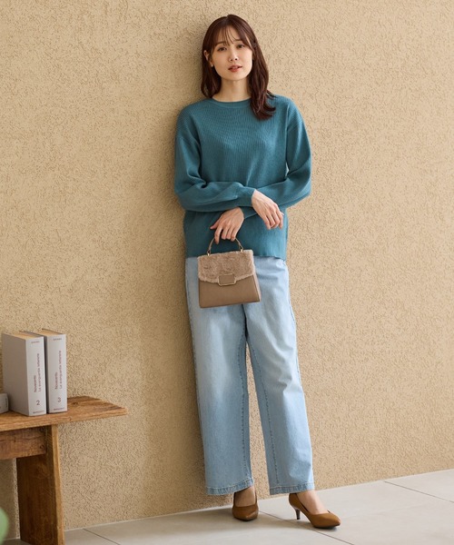 Honeys(ハニーズ)の「デニムワイドパンツ(股下73cm)(デニムパンツ・レディース・ライトブルー/ブルー/ライトインディゴブルー/オフホワイト/グレー/ブルー系その他/ブラック・S/M/L/LL)」の8枚目の写真