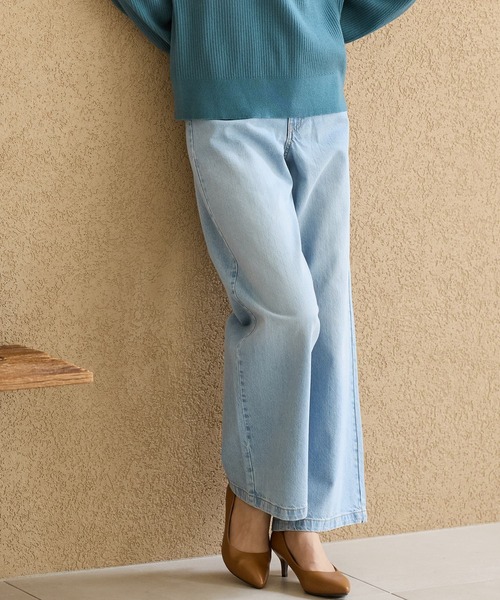 Honeys(ハニーズ)の「デニムワイドパンツ(股下73cm)(デニムパンツ・レディース・ライトブルー/ブルー/ライトインディゴブルー/オフホワイト/グレー/ブルー系その他/ブラック・S/M/L/LL)」の10枚目の写真