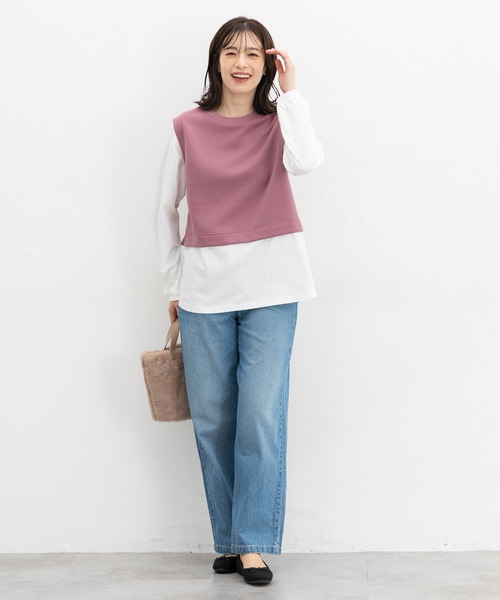 Honeys(ハニーズ)の「デニムワイドパンツ(股下73cm)(デニムパンツ・レディース・ライトブルー/ブルー/ライトインディゴブルー/オフホワイト/グレー/ブルー系その他/ブラック・S/M/L/LL)」の12枚目の写真