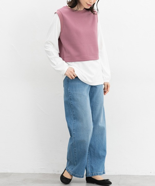 Honeys(ハニーズ)の「デニムワイドパンツ(股下73cm)(デニムパンツ・レディース・ライトブルー/ブルー/ライトインディゴブルー/オフホワイト/グレー/ブルー系その他/ブラック・S/M/L/LL)」の13枚目の写真