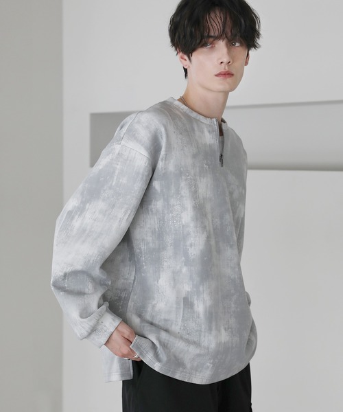 ASTRONOMY（アストロノミー）の「クルーネックハーフジップポンチ総柄カットソー（Tシャツ/カットソー・メンズ・ブラック/ホワイト・S/M/L）」の22枚目の写真