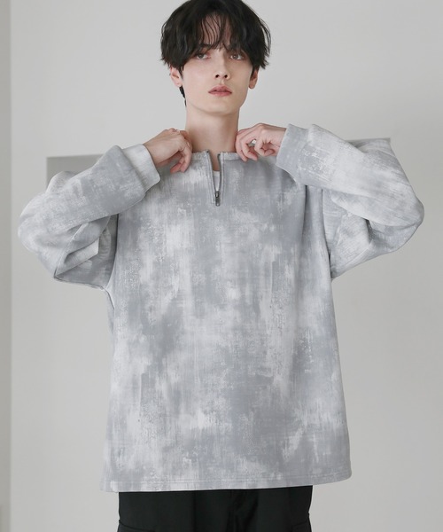 ASTRONOMY（アストロノミー）の「クルーネックハーフジップポンチ総柄カットソー（Tシャツ/カットソー・メンズ・ブラック/ホワイト・S/M/L）」の21枚目の写真