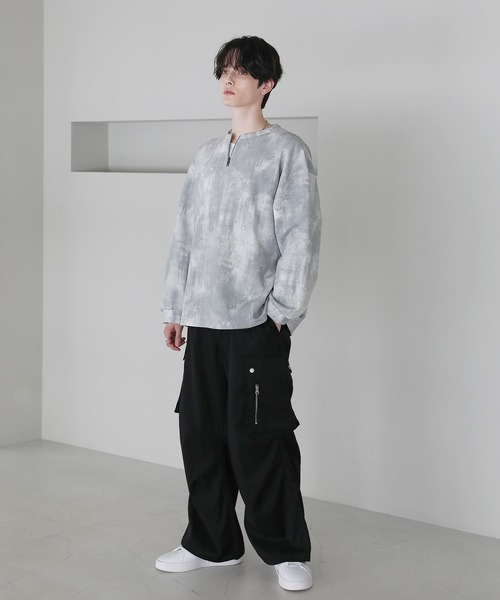ASTRONOMY（アストロノミー）の「クルーネックハーフジップポンチ総柄カットソー（Tシャツ/カットソー・メンズ・ブラック/ホワイト・S/M/L）」の18枚目の写真