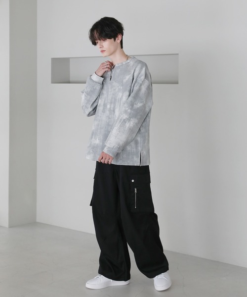 ASTRONOMY（アストロノミー）の「クルーネックハーフジップポンチ総柄カットソー（Tシャツ/カットソー・メンズ・ブラック/ホワイト・S/M/L）」の17枚目の写真